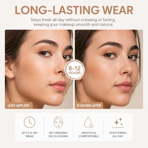 Tryskintle Dual-Ended Foundation Stick with Brush - Full Coverage, Hydrating Makeup for Dry Skin