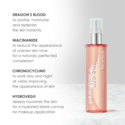 Rodial Dragon's Blood Hyaluronic Drink 3.4 fl.oz - Re-energize and Refresh - Hydrating Makeup Primer, Dewy Setting Spray, Tonic and Serum in One