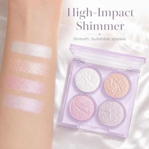 4-Color Glitter Eyeshadow Palette Set - Long-Lasting Shimmer
