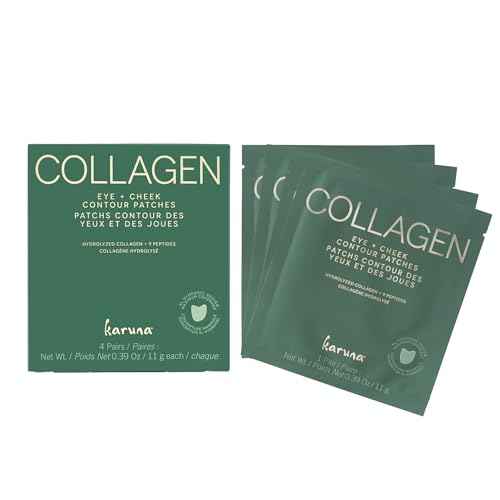 Karuna Skin - Collagen Hydrogel Eye & Cheek Mask, 2-Piece Hydrating & Rejuvenating Patches, Age-Defying, Deeply Moisturizing, Targets Fine Lines & Puffiness, 4 Pack