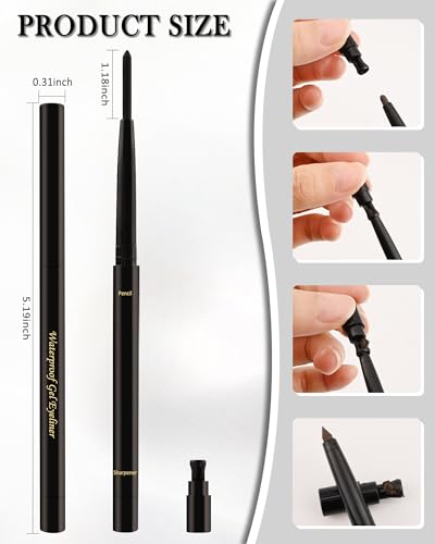 Waterproof Gel Eyeliner Pencil for Sensitive Eyes, 24H Smudge-Proof, 2Pcs