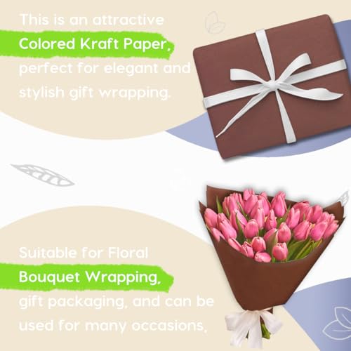 SMART&CASUAL 15" x 450" (37.5') Kraft Paper Roll for Art Craft Supplies Gift Wrapping Moving Packing Kids Painting Drawing Paint Easel Poster Chart Paper (Coffee, 15"W x 450"L (37.5'))