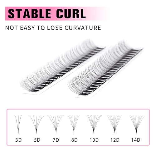 VEYES INC 7D Premade Fan Lash Extensions 0.07mm D Curl 9-16mm