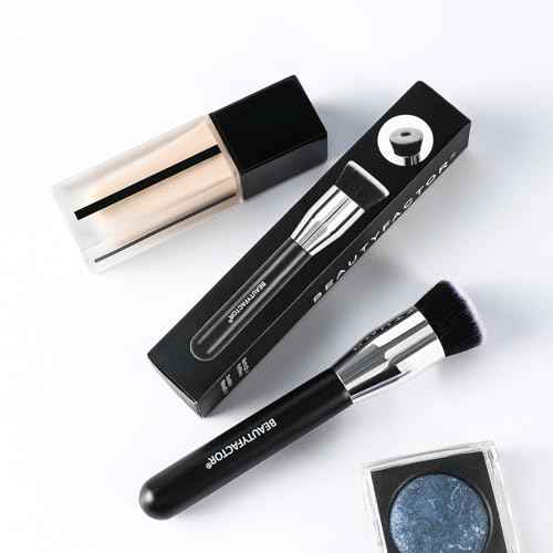 Foundation Brush with Hole,Professional Korean Makeup Brush Flat Makeup Brush for Liquid Cream Foundation or Flawless Powder Cosmetics(Black)