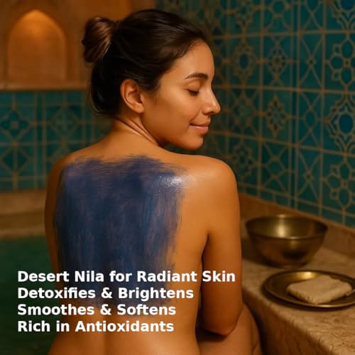 FERIHA Moroccan Indigo (Nila) Black Soap + Original Kessa Exfoliating Glove ? Traditional Hammam Duo for Deep Cleansing and Radiant Skin