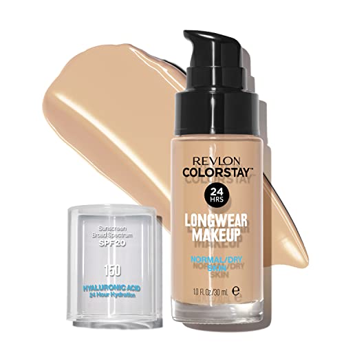 Revlon Liquid Foundation, ColorStay Face Makeup for Normal and Dry Skin, Longwear Full Coverage with Matte Finish, Oil Free, 150 Buff, 1.0 Oz