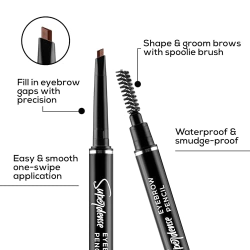 RENEE Superdense Eyebrow Pencil with Spoolie - Brown, Smudge Proof, Waterproof, Highly Pigmented for Fill in Brow Gaps, Smooth One-Swipe Precision Application, Enriched with Vitamin C & Jojoba Oil