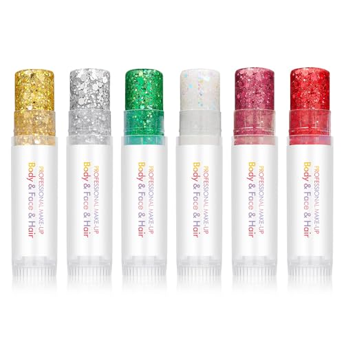 CCbeauty 6 Pack Holographic Glitter Sticks for Face, Body & Eyes