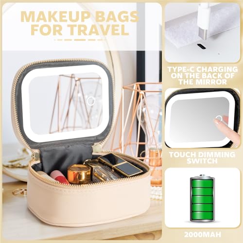 Mini Makeup Bag with LED Mirror & 3 Light Modes