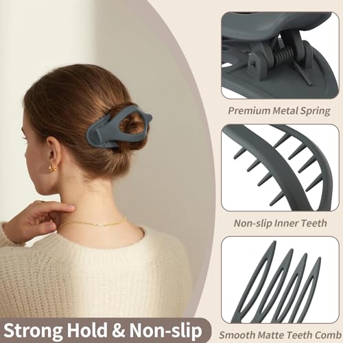 Multicolor Flat Hair Clips for Women - Matte Claw Clips for Thick & Thin Hair - Mandydov