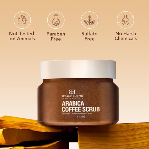 Botanic Hearth Arabica Coffee Body Scrub Exfoliating Body Scrub act as Body Exfoliator & helps with Moisturizing Skin, Acne, Cellulite, Dead Skin Scars, Wrinkles 10 oz