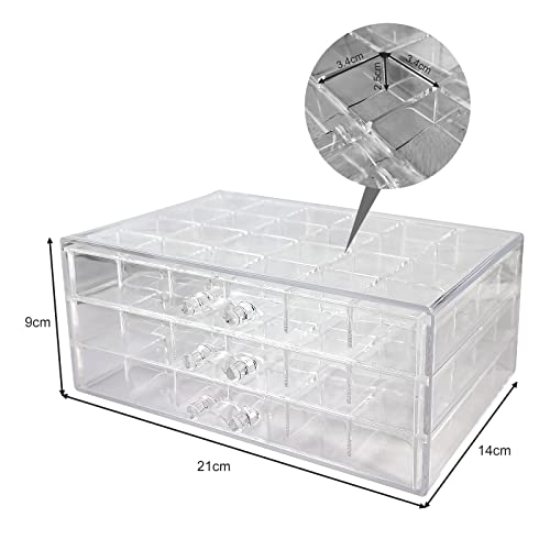 3 Tier 72 Lattice Nail Organizers and Storage Clear Acrylic Nail Jewellery Accessories Storage Case Holder Shelves Display Rack Stand for Painted Glue,Brushed Glue,Carving Glue Nail Table
