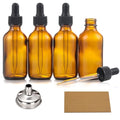 4 Pack 2oz Amber Glass Bottles with Dropper & Funnel