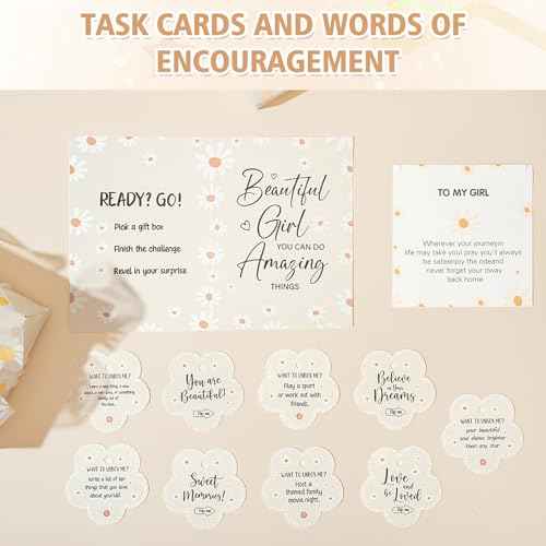 Set of 9 Individually Wrapped Teen Girl Gifts Trendy Stuff, Cute & Practical, Christmas/Birthday Gift for Granddaughter Daughter Niece Ages 8-16, with Empowering Tasks(Cream)