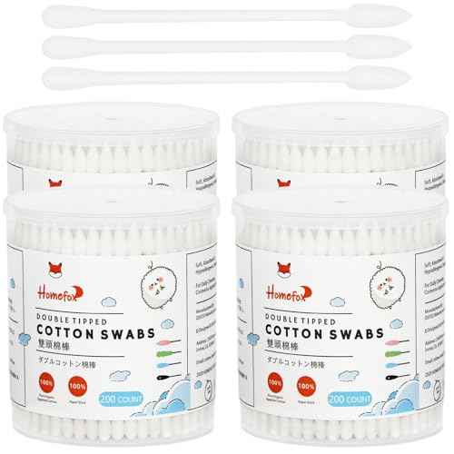 Cotton Swabs Precision Pointed - 800 Count Pointy Organic Cotton Buds Double Side Tightly Wrapped Cotton Tips Paper Stick Soft Gentle Lint-Free Cruelty-Free, Pointy & Round (White)