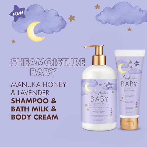 Shea Moisture Baby Care Set ? Relaxing Nighttime Shampoo & Bath Milk + Body Cream for Delicate Skin, Manuka Honey & Lavender (2 Piece Set)