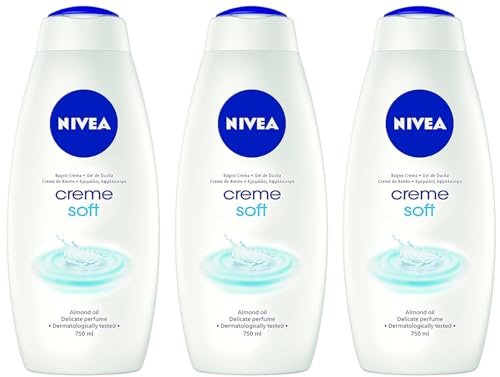 Nivea Body Wash - Creme Soft - With Almond Oil - Net Wt. 25.36 FL OZ (750 mL) Per Bottle - Pack of 3 Bottles