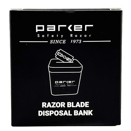 Parker Double Edge Blade Disposal Bank, All-Metal, Reusable Storage Container for Safe Razor Blade Recycling, 2.75 x 2.75 x 2.8 Inches, 300 Blade Capacity