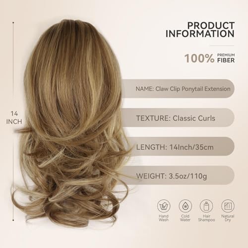 14" Layered Wave Ponytail Extension Clip-On Claw