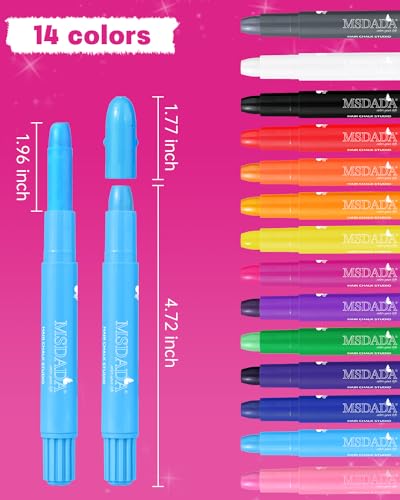 Hair Chalk for Girls - 14 Washable Colors Temporary Hair Dye Pens