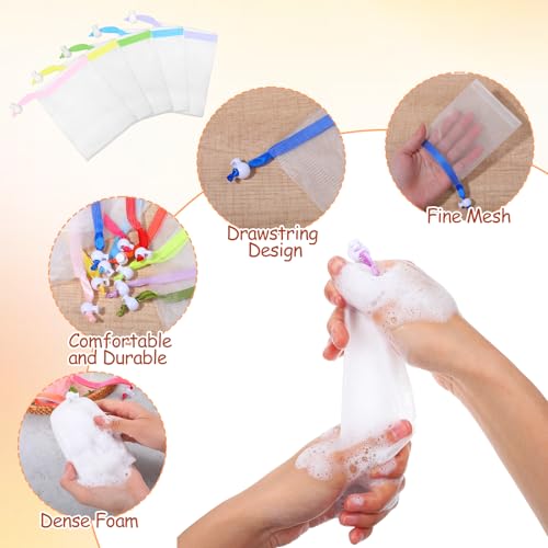 10 Pcs Mesh Soap Bags with Drawstring – Foaming Net for Bar Soap