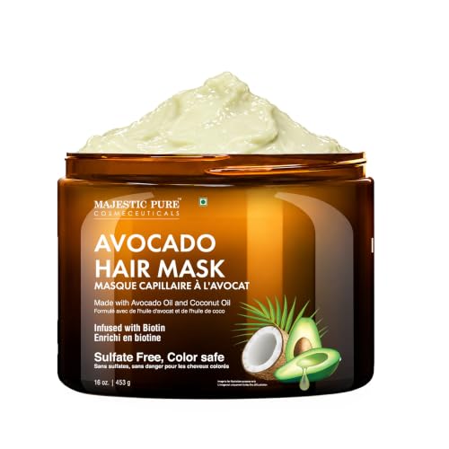 Majestic Pure Avocado & Coconut Hair Mask 16 Fl Oz - Deep Conditioning & Thickenning for All Hair Types
