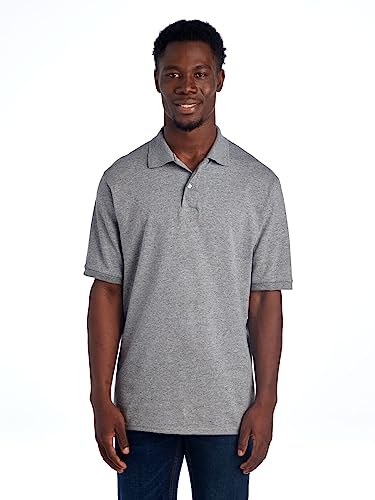 Jerzees Men's SpotShield 2 Button Rib Knit Polo Shirt_S_Oxford