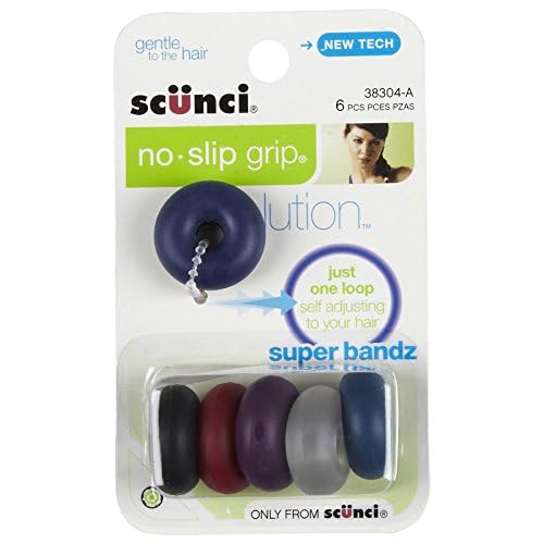 Scunci No Slip Grip Evolution Super Bandz Hair Elastics, 6 pk