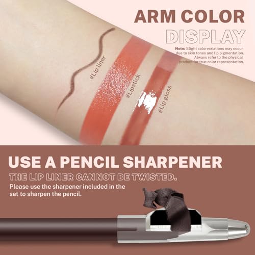 Noerrors 3Pcs Lip Combo Set - Liner, Lipstick & Gloss