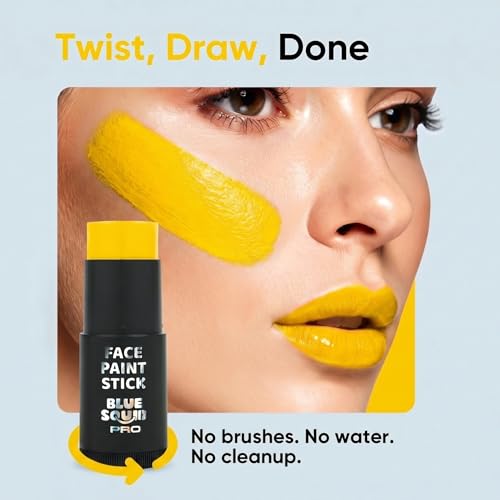 Blue Squid Yellow Face Paint Stick - Waterproof, Twist-Up 21g