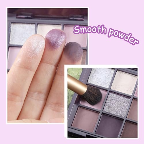 Purple Eyeshadow Palette - 9 Colors, Matte & Shimmer