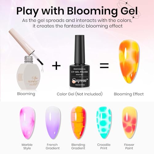 Clear Blooming Gel Nail Polish, 15ml Blossom Polish for Spreading