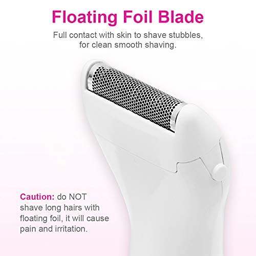 Bikini Trimmer, Funstant Electric Razor for Women with Comb, Cordless Safe Hair Trimmer Floating Foil for Dry Use, Battery Operated Personal Shaver for Lady Girl, Pubic Hair, Delicate Private Area