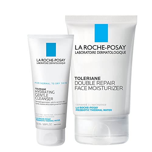 La Roche-Posay Toleriane Double Repair Face Moisturizer | Daily Moisturizer Face Cream with Ceramide and Niacinamide for All Skin Types | Oil Free | Fragrance Free | 2 Piece Set