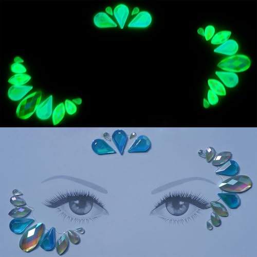 Face Gems Adhesive Glitter Jewel Tattoo Sticker Halloween Gems Rave Party Body Makeup for women (A-square) (06D, Count, 1)