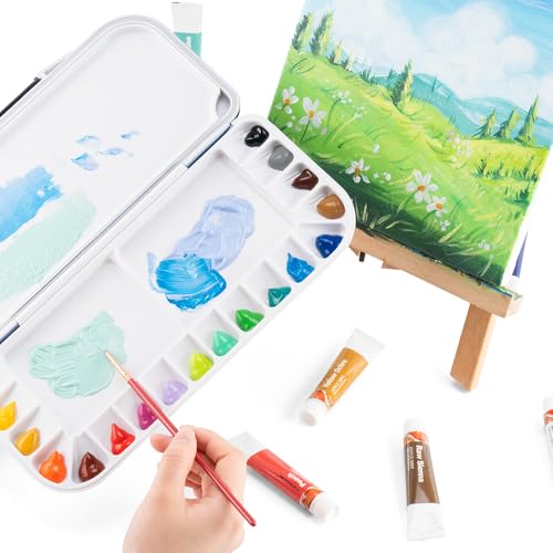 Transon Purple Folding Watercolor Palette with Lid, 18 Wells & Removable Mixing Tray