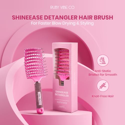Ruby Vibe Co Detangling Hair Brush for Wet & Dry Hair, Vented Curly Hair Comb
