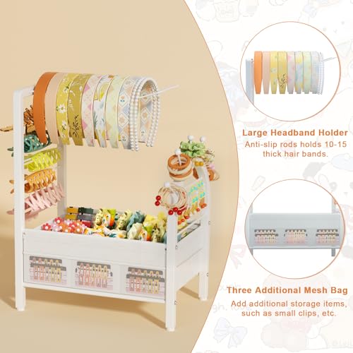 Headband Holder Organizer with Anti-Slip Base - Hair Accessory Storage Rack