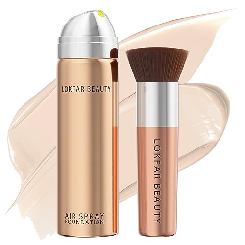 TOSOUATOP Airbrush Foundation Set with Soft Makeup Brush, Lightweight, Anti-Aging Ingredients, Oil Control Formula, Full Coverage for All Skin Types, 01# Porcelain