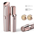 Painless Facial Hair Remover for Women - Rechargeable, Rose Gold, Portable with 2 Replacement Heads