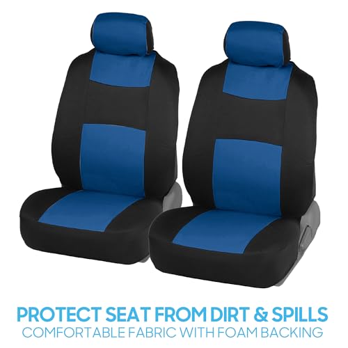 BDK PolyPro Car Seat Covers Full Set in Blue on Black – Front and Rear Split Bench Seat Covers, Easy to Install, Car Accessories for Auto Trucks Van SUV