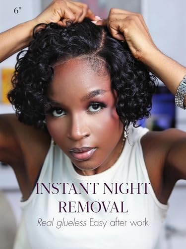 LUVME 6in Curly Pixie Wig - Glueless Water Wave, Black Pixcut Ready-to-Wear