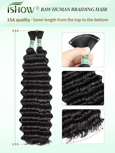ISHOW Virgin Human Braiding Hair 24 Inch Deep Wave