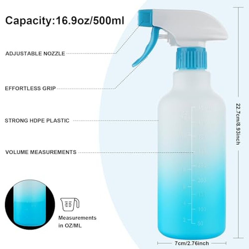 16.9oz HDPE Spray Bottles - Refillable for Cleaning & Plants (2 Pack)