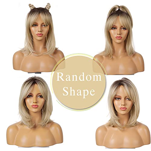 Blonde Ombre Wig with Bangs - Heat Resistant Synthetic