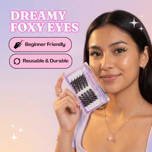 50Pcs Foxy Lash Clusters Cat-Eye D Curl 8-16mm Reusable