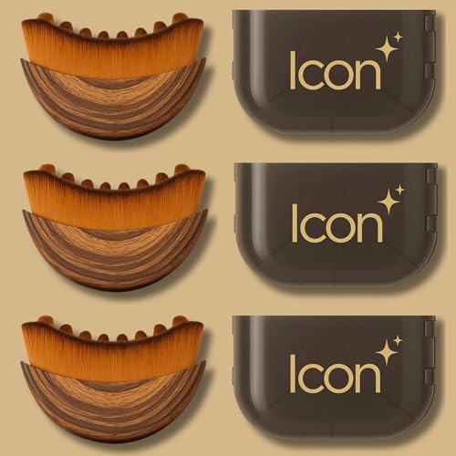ICON Lymphatic Contour Brush for Face, Face Sculpting Tool for Lymphatic Drainage, Ultra Soft Bristles, Dry Brush, Helps Reduce Look of Puffiness (3 Pack)