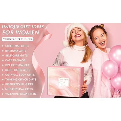 Mothers Day Birthday Gifts for Women, Self Care Get Well Soon Gift Baskets for Women, Rose Relaxing Spa Gifts Care Package with Blanket, Unique Easter Gift Baskets for Mom Her Girlfriend Friend Sister