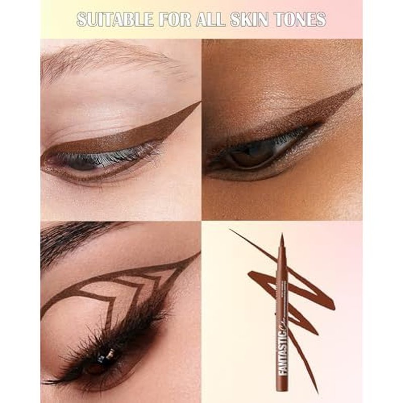 Bronze Matte Liquid Eyeliner Pencil, Colorful High Pigmented Waterline Eye liner Waterproof Pen, Bright Colored Smudgeproof Long Lasting Eyeliner Pen Christmas Party Festival Makeup Gift for Women-10