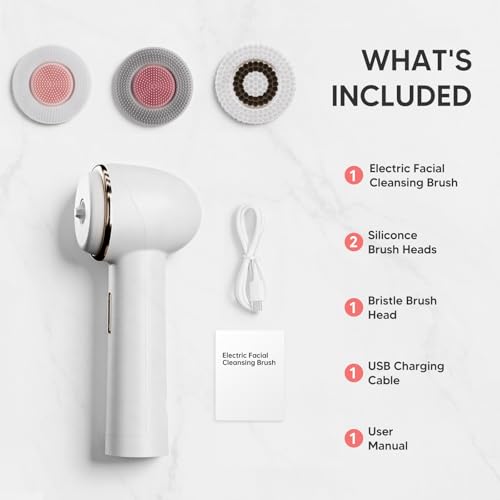 Bidirectional Rotation Facial Cleansing Brush for Women,Rechargeable Waterproof Face Exfoliator Brush for Deep Cleansing,Women Mom Her Easter Gifts